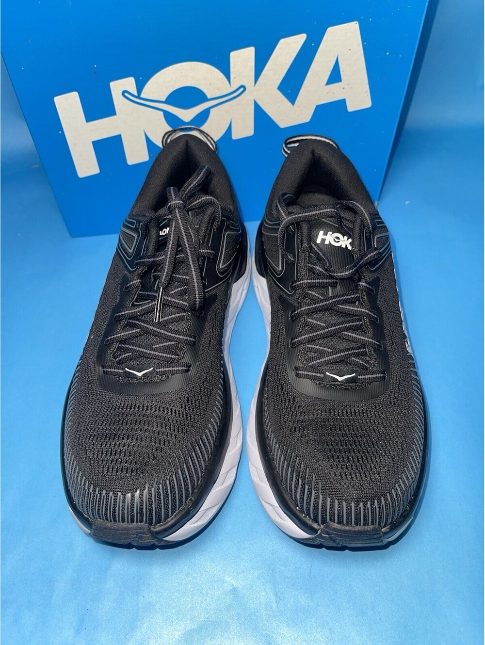 HOKA Bondi 7 Women’s Running Shoes Black White Size 8 BWHT 1110519 - Picture 2 of 7